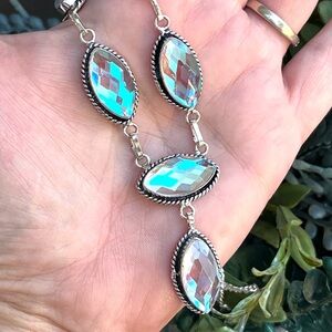 Faceted 6-Stone Rainbow Fire Topaz Sterling Silver 18” Necklace